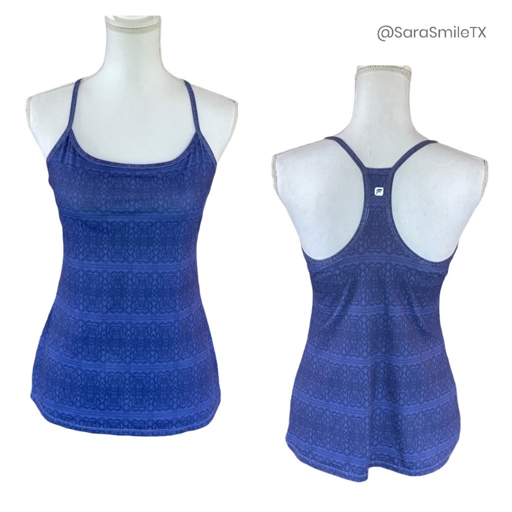 FABLETICS Navy Purple Print Built-In Padded Sports Bra Workout Tank Top